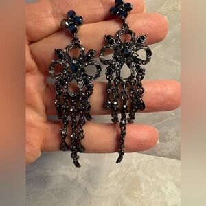 Elegant Black CZ Chandelier Earrings